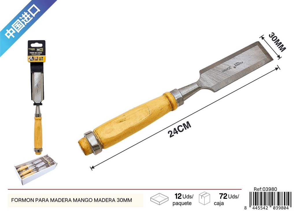 Formón para madera mango de madera 30mm - Herramientas de carpintería