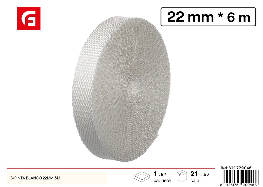 Cinta blanca 22mm 6m - Accesorios resistentes para persianas