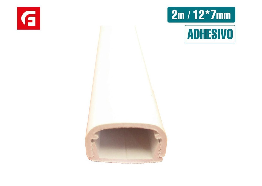  Guía de cable blanco con adhesivo 12x7mm 2m - Ferretería y protección de cables