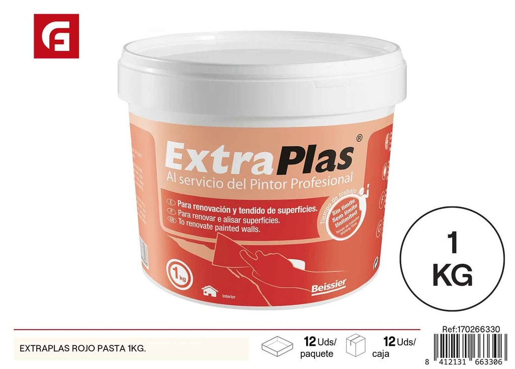 Extraplas rojo pasta 1kg - Soluciones de decoración y construcción