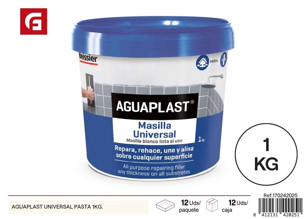 Aguaplast universal pasta 1kg - Versatilidad en reparaciones y rellenos