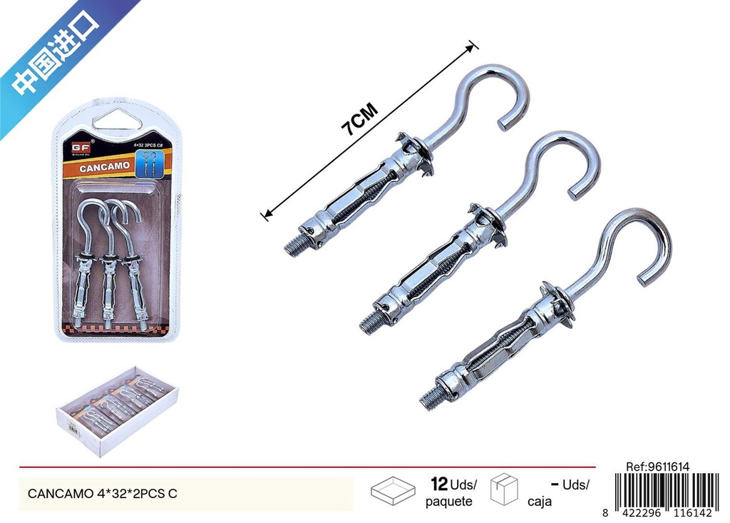 Cáncamo de 4*32mm (2 unidades) - Accesorios de ferretería y ganchos