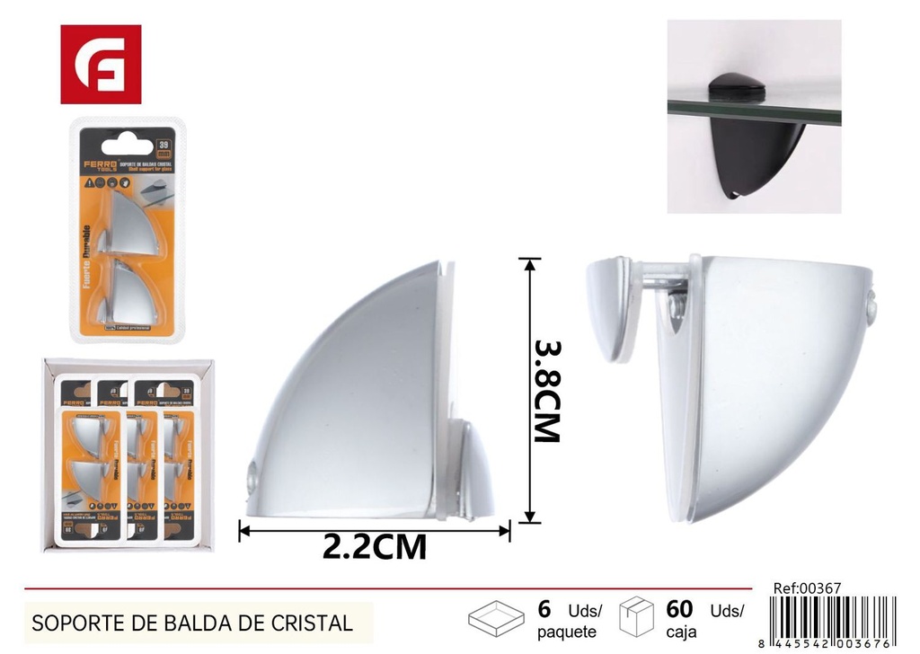 Soporte de balda de cristal 2pcs - Accesorios para muebles