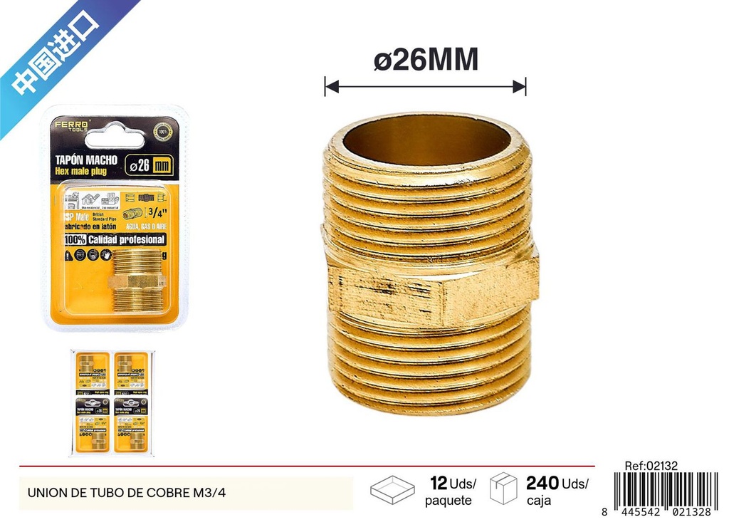 Unión de tubo de cobre M3/4 - Accesorios de plomería