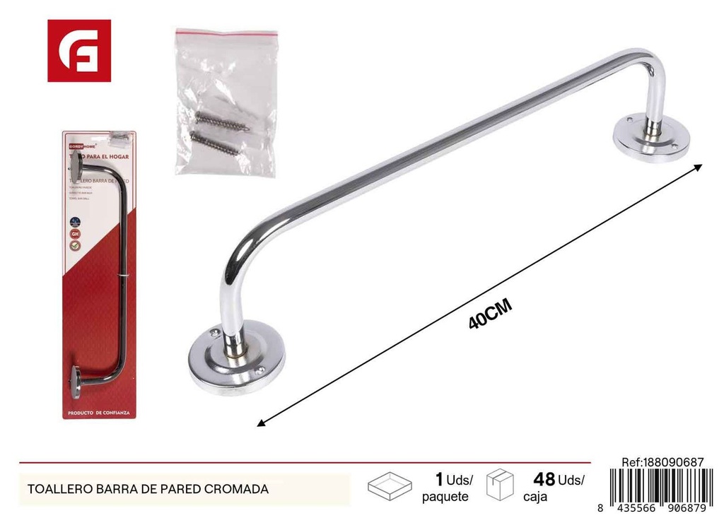 Toallero barra de pared cromada - Accesorios de baño