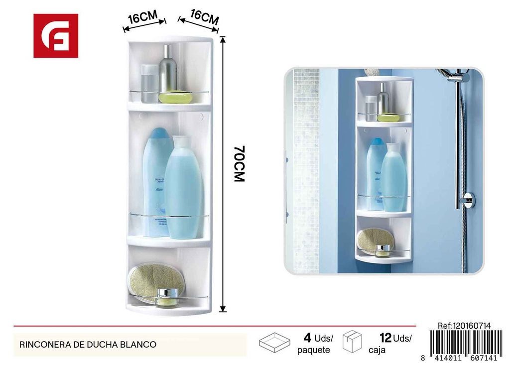 Rinconera de ducha blanco - Estanterías y organización de baño