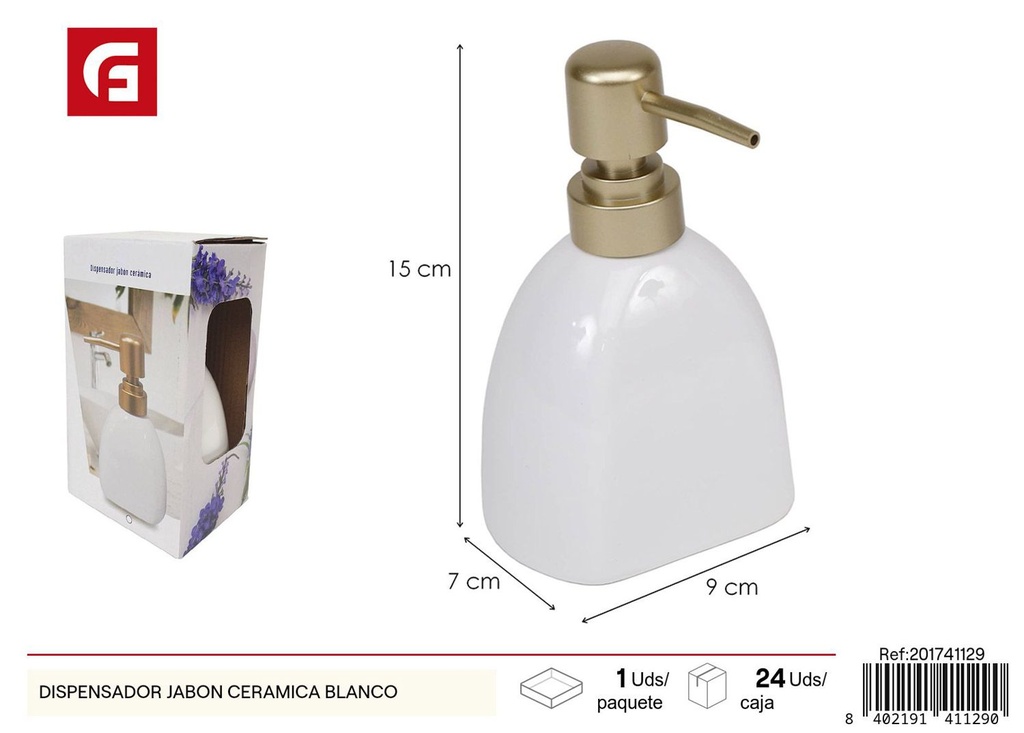 Dispensador de jabón cerámica blanco - Accesorios de baño