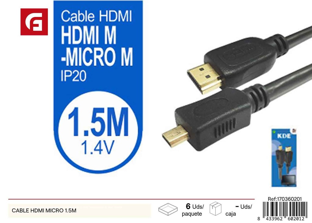 Cable HDMI micro 1.5 m - Electrónica y accesorios de TV