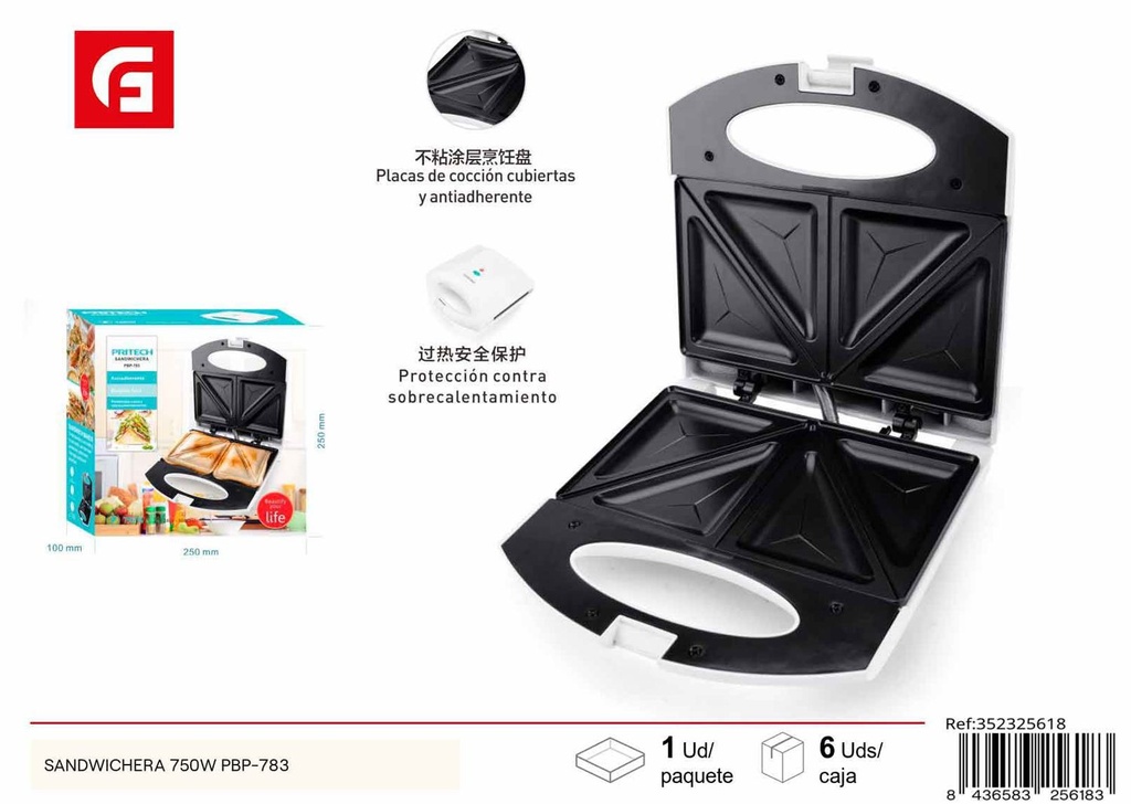 Sandwichera 750W PBP-783 - Electrodomésticos de cocina