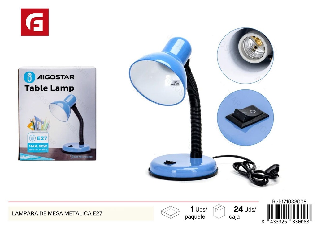 Lámpara de mesa metálica E27 - Iluminación decorativa para el hogar