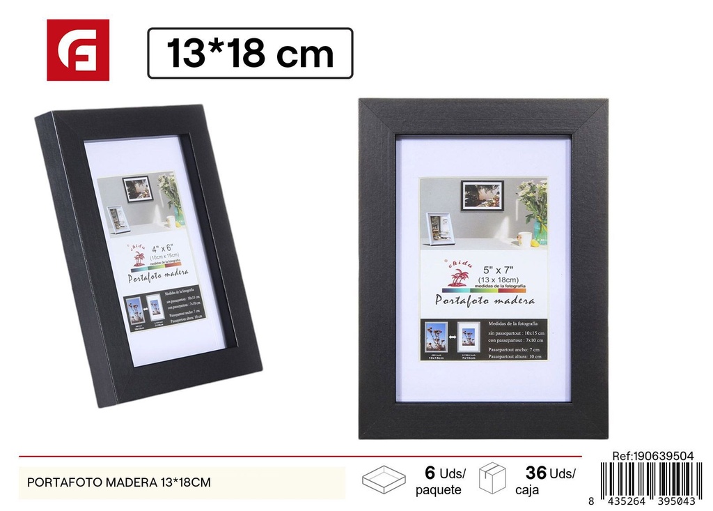 Portafoto de madera 13x18 cm - Marco decorativo