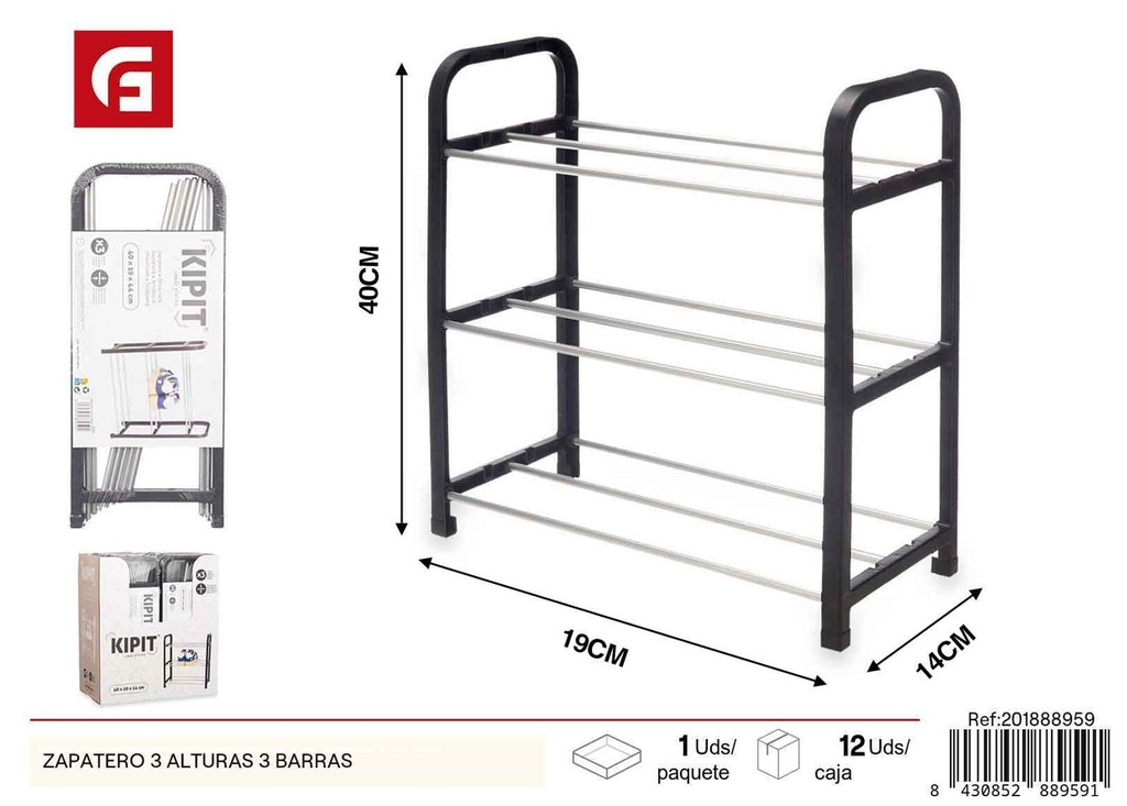 Sazpatero de tres alturas - Muebles de almacenamiento