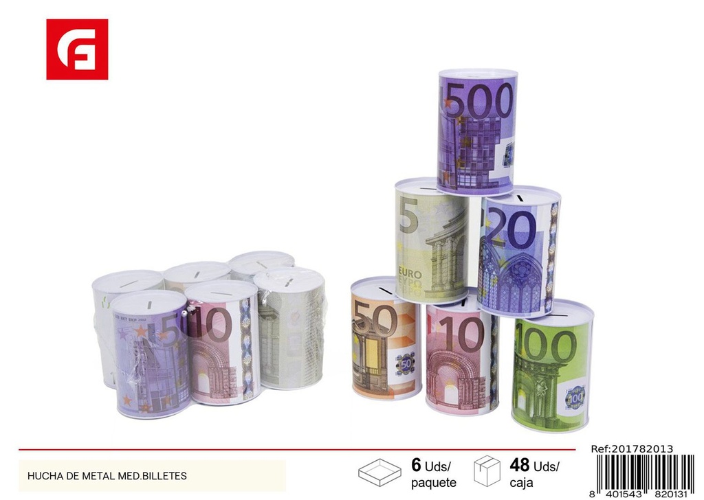 Hucha de metal mediana para billetes - Decoración y ahorro