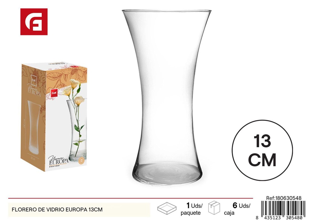 Florero de vidrio Europa 13 cm - Decoración y floristería