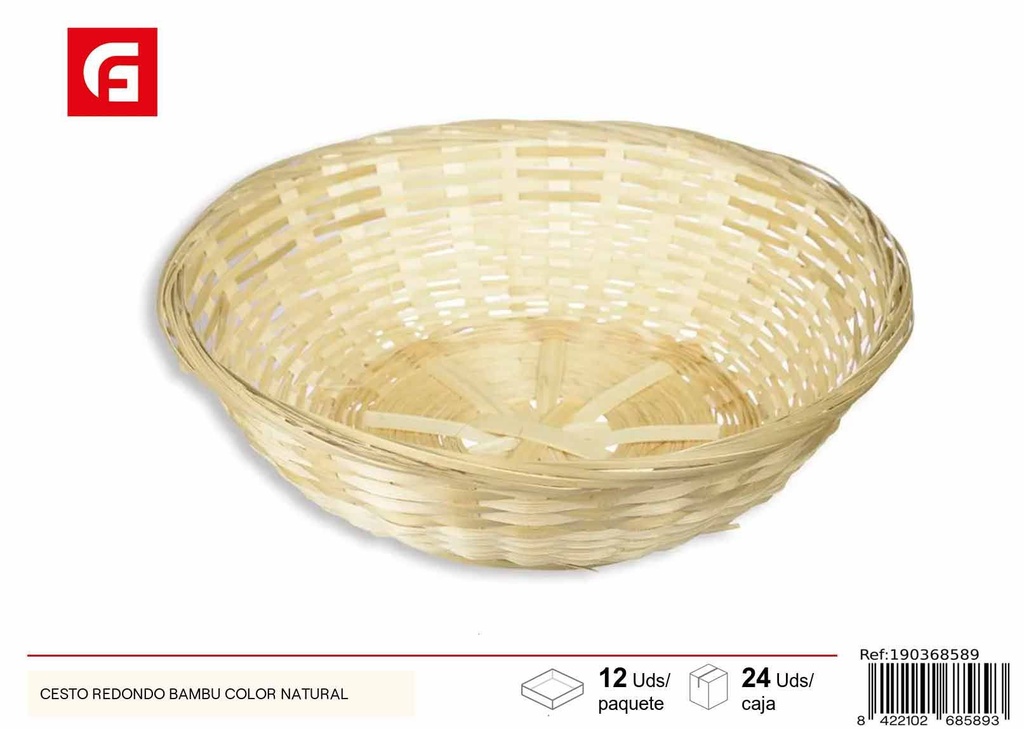 Cesto redondo bambú color natural - Almacenamiento decorativo