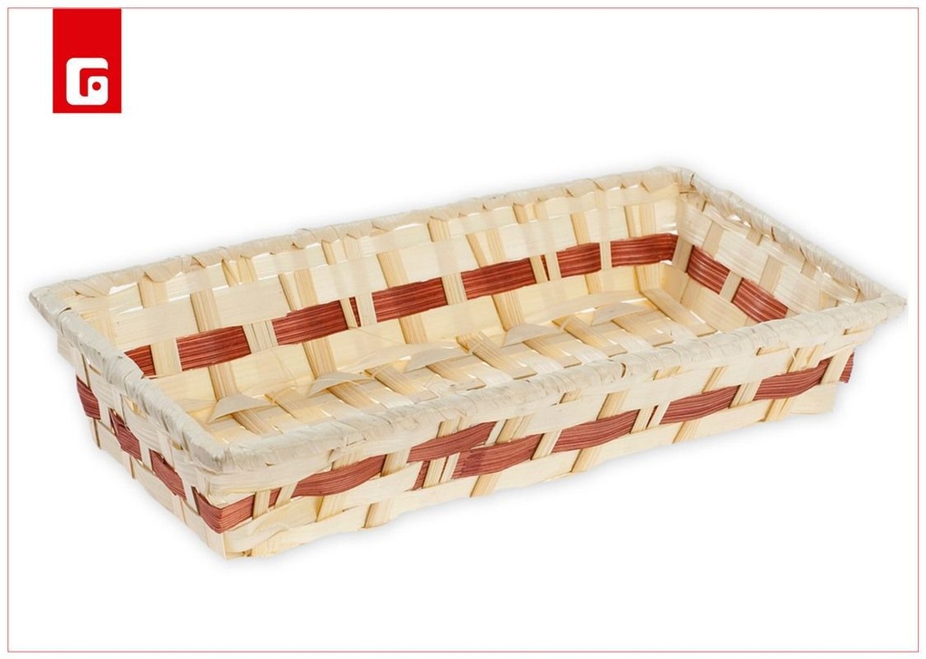 Panera de bambú rectangular con cenefa - Cestas decorativas