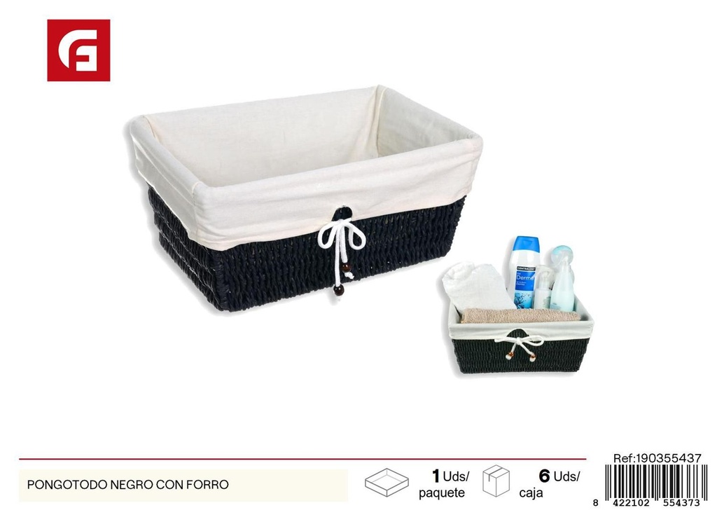 Pongotodo negro con forro - Cestas decorativas