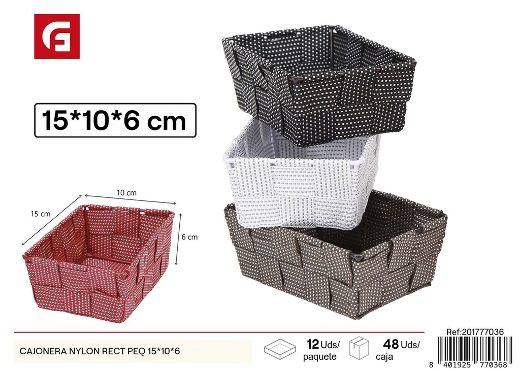 Cajonera de nylon rectangular pequeña 15x10x6cm - Almacenamiento y organización en casa