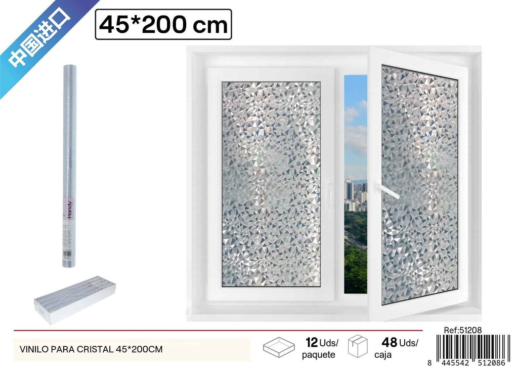 Vinilo para cristal sin adhesivo de 45x200 cm - Decoración de paredes