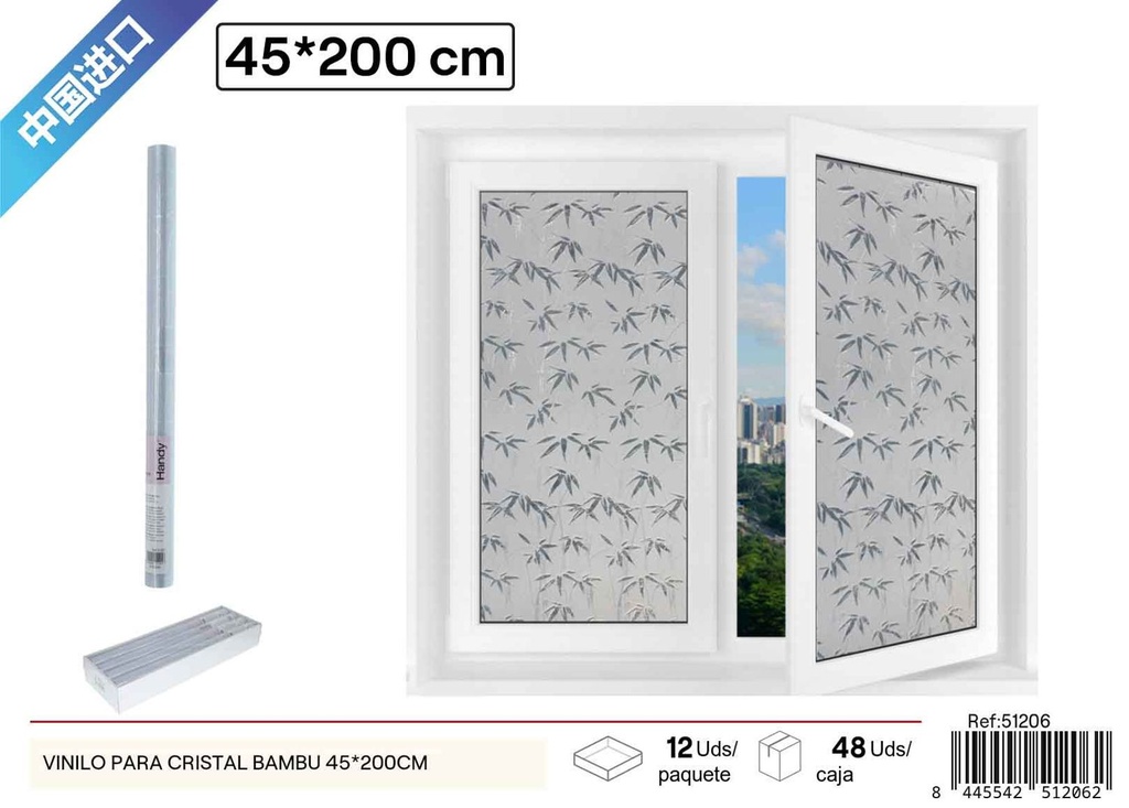 Vinilo para cristal con diseño de bambú 45x200cm - Decoración de vidrio