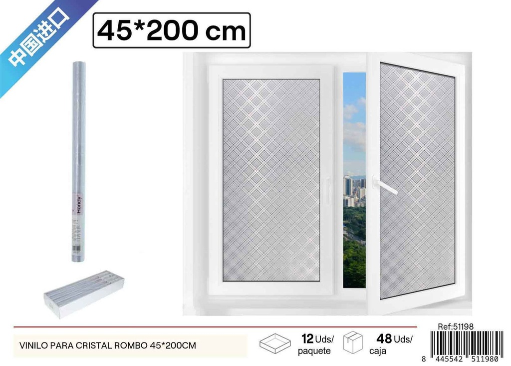 Vinilo para cristal con diseño de rombo 45x200cm - Decoración de vidrio