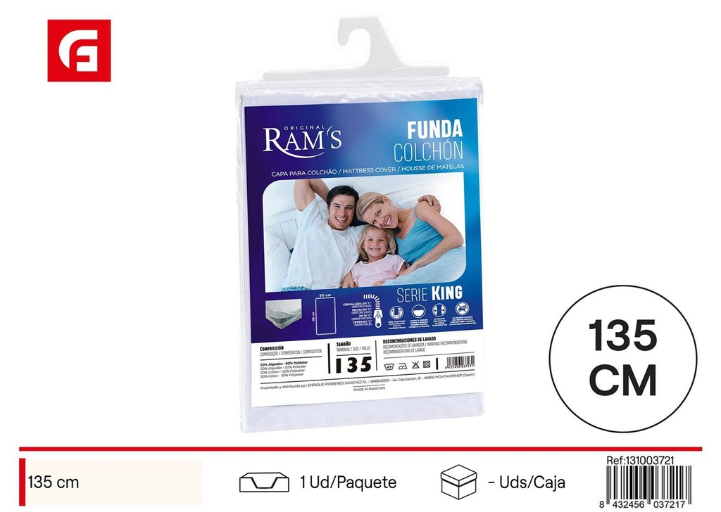 Funda de colchón cama 135cm blanca - Textil de hogar