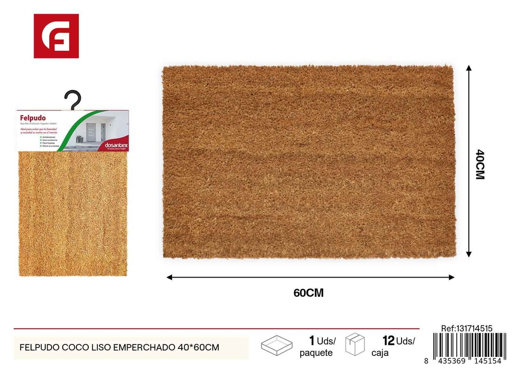 Felpudo de coco liso empotrado de 40x60cm - Textiles para el hogar