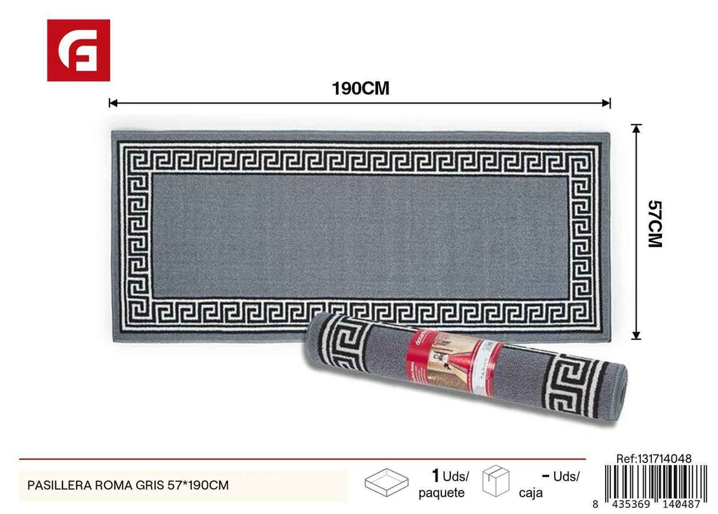  Pasillera Roma gris 57x190cm - Alfombras para pasillos