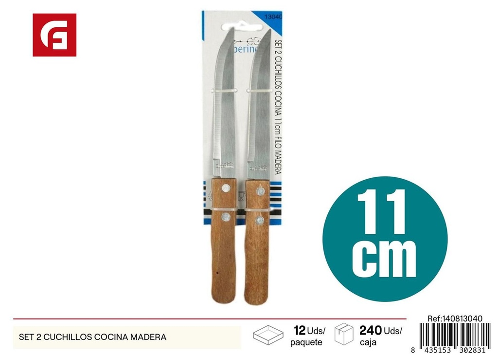 Set de 2 cuchillos de cocina de madera - Herramientas culinarias básicas