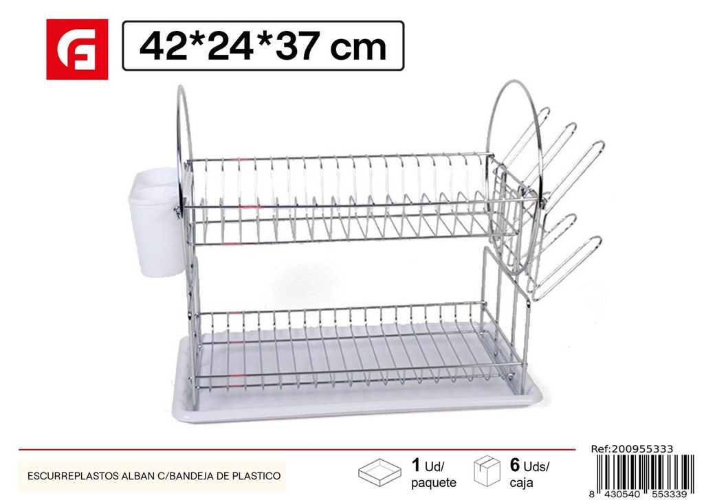 Escurreplatos Alban con bandeja de plástico - Cocina y organización