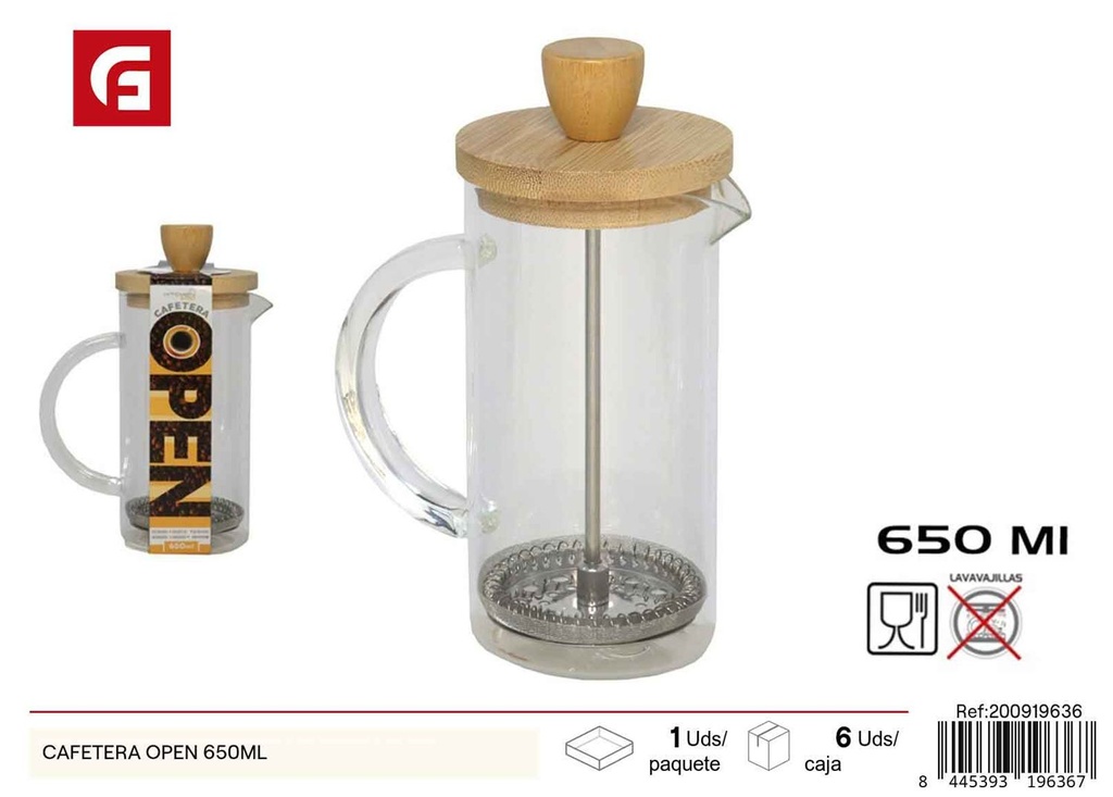 Cafetera de vidrio 650 ml - Utensilios de café