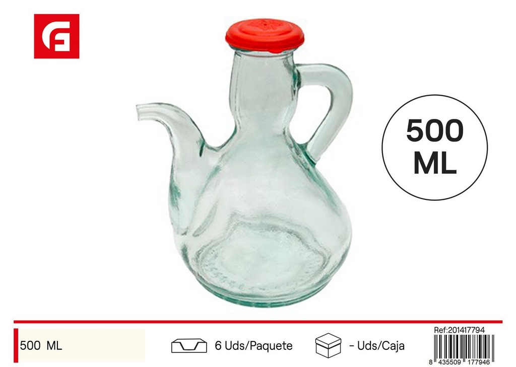 Aceitera alcuza de 1/2 litro con tapa de plástico - Utensilios de cocina