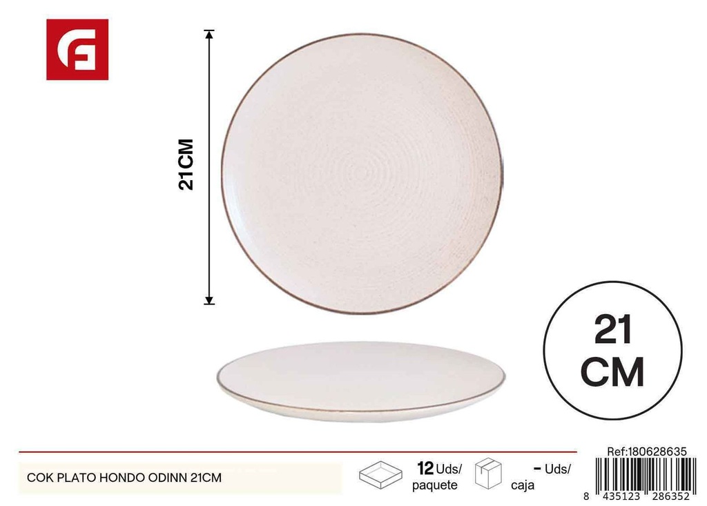 Plato hondo cerámica 21 cm ODINN - Menaje de cocina y decoración