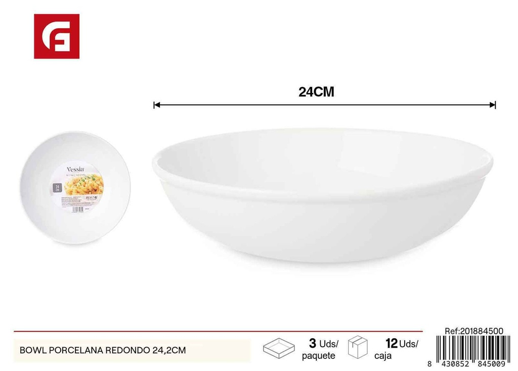 Bowl de porcelana redonda 24.2 cm - Vajilla y cristalería