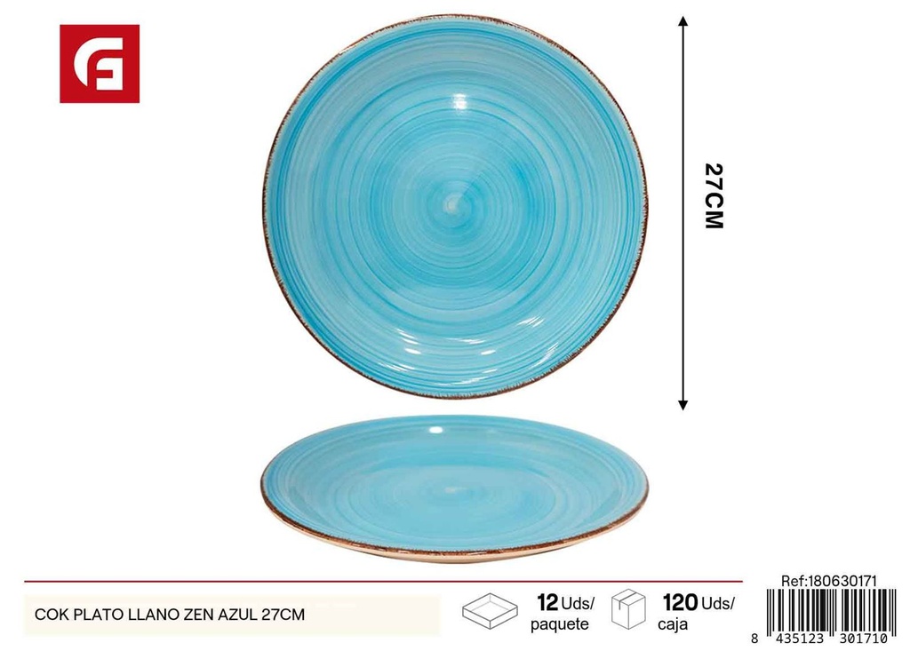 Plato llano Zen azul 27cm - Vajilla decorativa