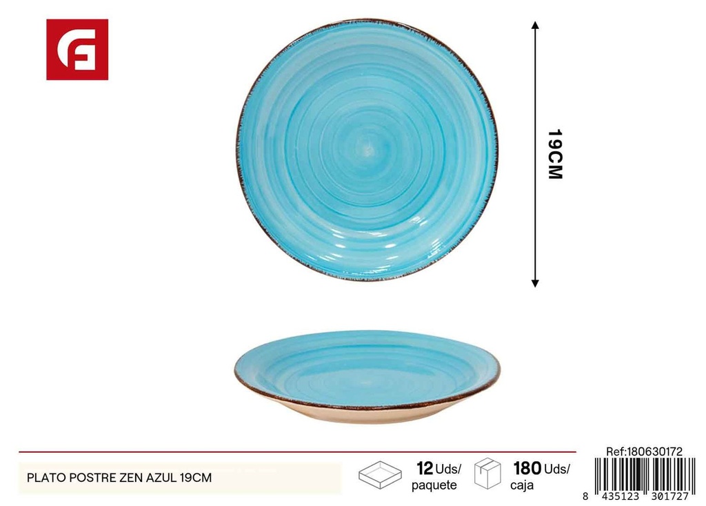 Plato de postre ZEN azul 19 cm - Vajilla de cerámica