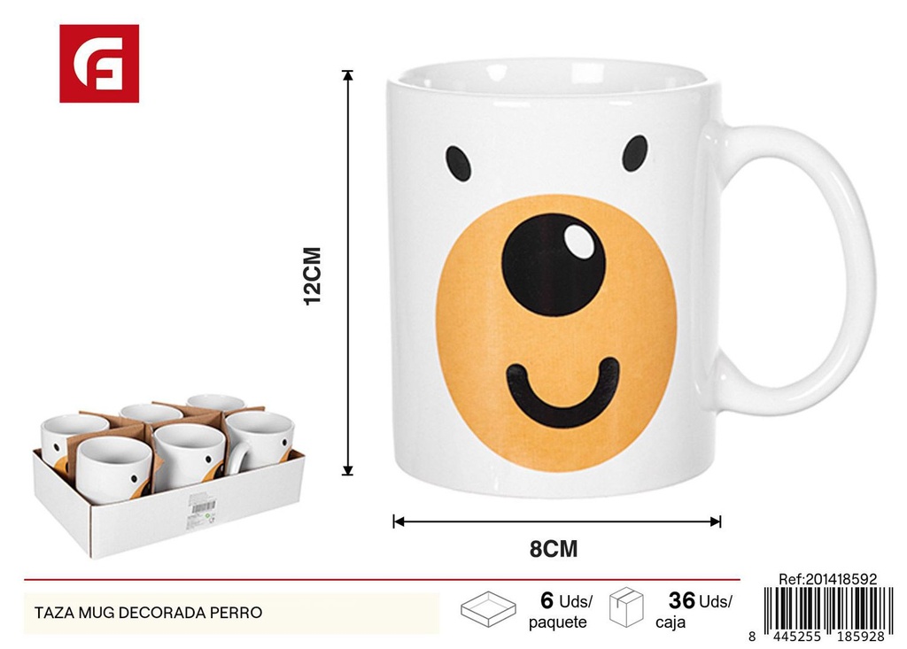 Taza decorativa de cerámica con diseño de perro - Vaso para café