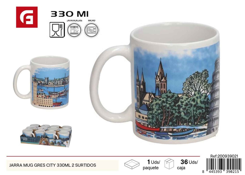 Taza de cerámica 330ml 2pcs - Cristalería