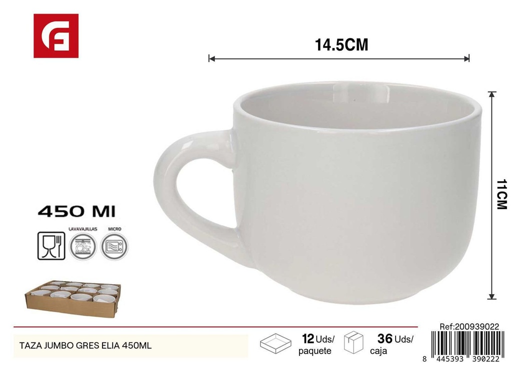 Taza jumbo gres Elia 450ml - Vajilla de cerámica