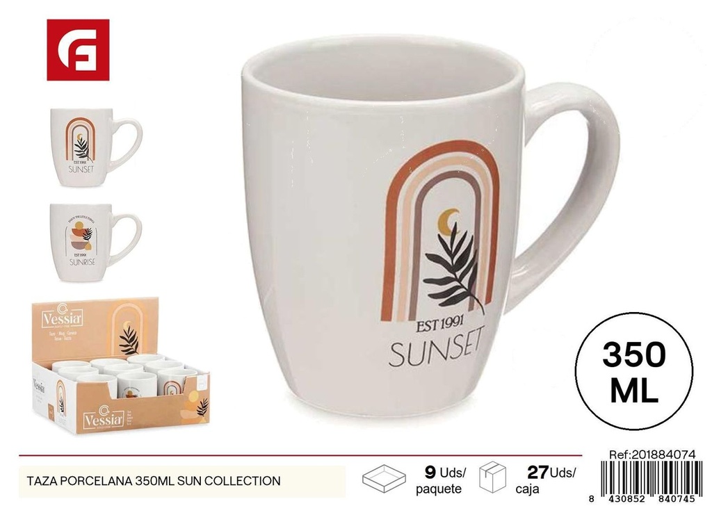 Taza de porcelana 350 ml de la colección Sun - Artículos de vidrio y cerámica