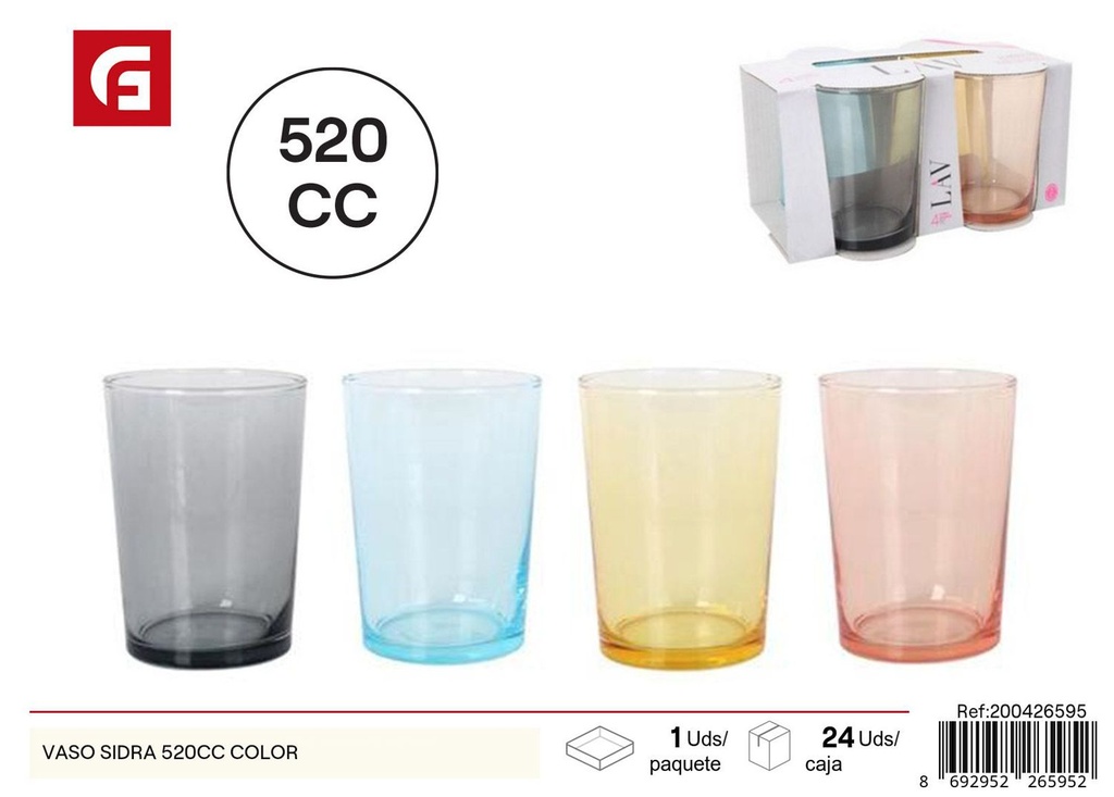 Vaso de sidra de 520 cc color - Vajilla de vidrio