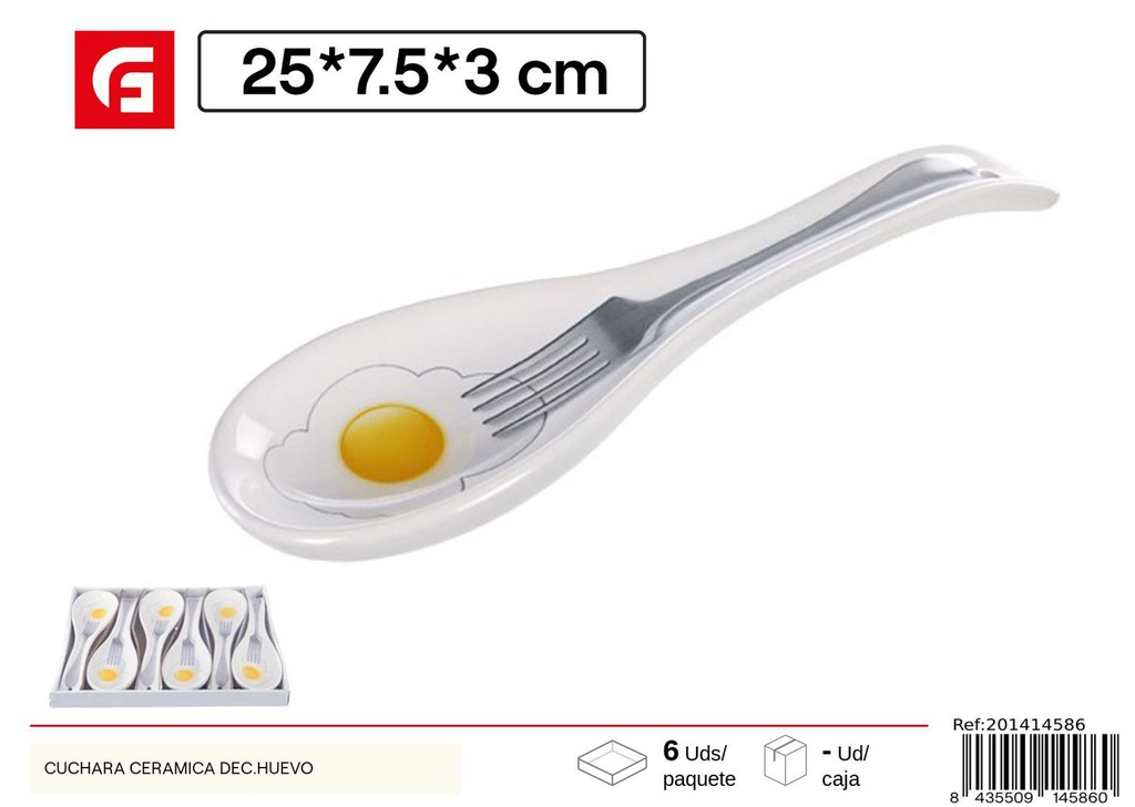 Cuchara de cerámica decorada para huevo - Utensilios de cerámica