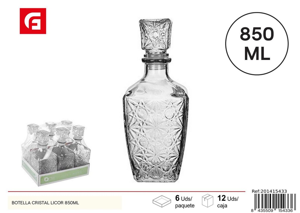 Botella de cristal licor 850ml - Vajilla de vidrio