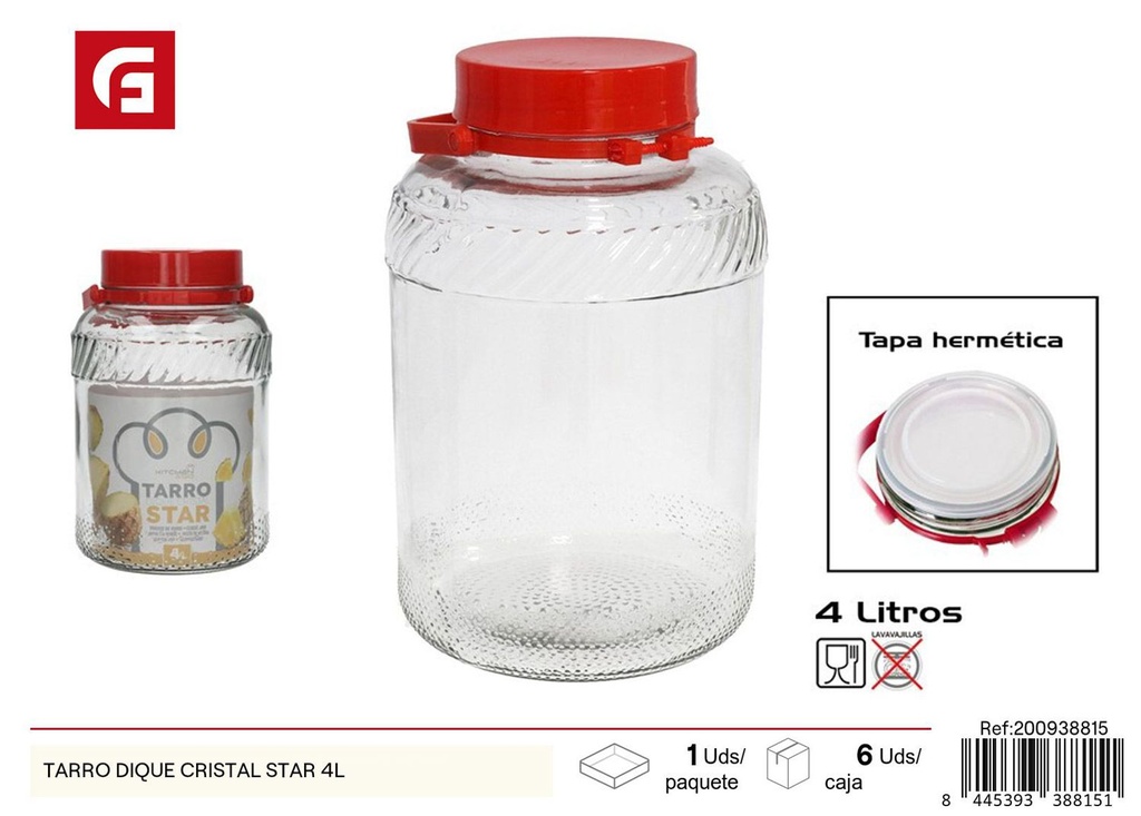 Tarro de cristal 4L - Almacenamiento de alimentos