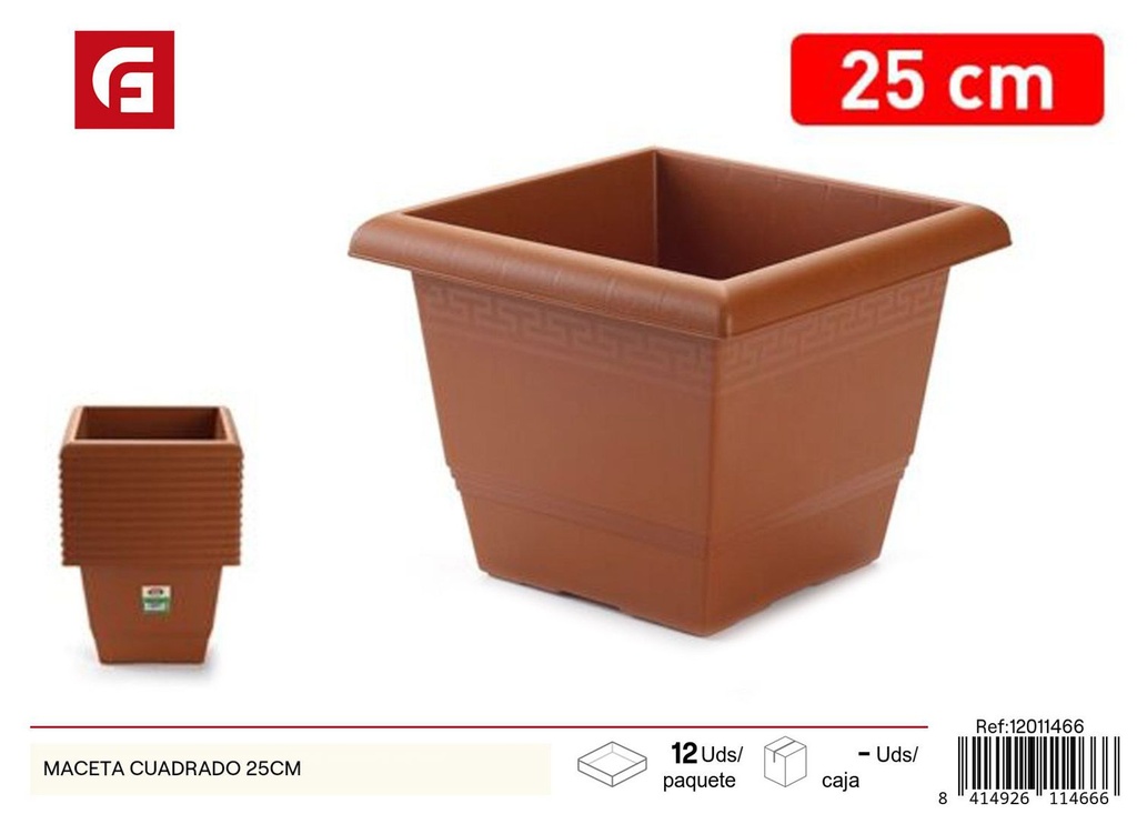 Maceta cuadrada 25 cm - Jardinería