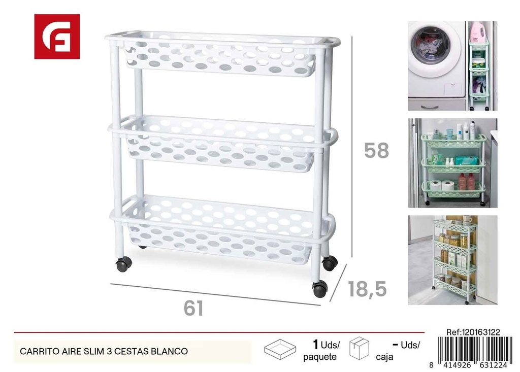 Carrito de tela con estantes blanco - Almacenamiento y organización