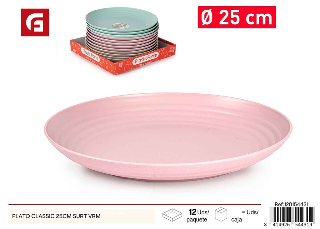 Plato clásico de plástico 25 cm - Vajilla y utensilios de cocina de plástico