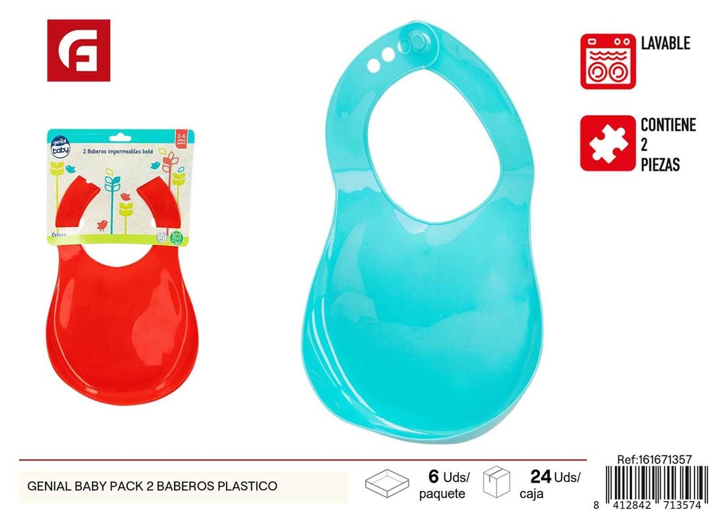 Pack de 2 baberos de plástico para bebé - Artículos de bebé