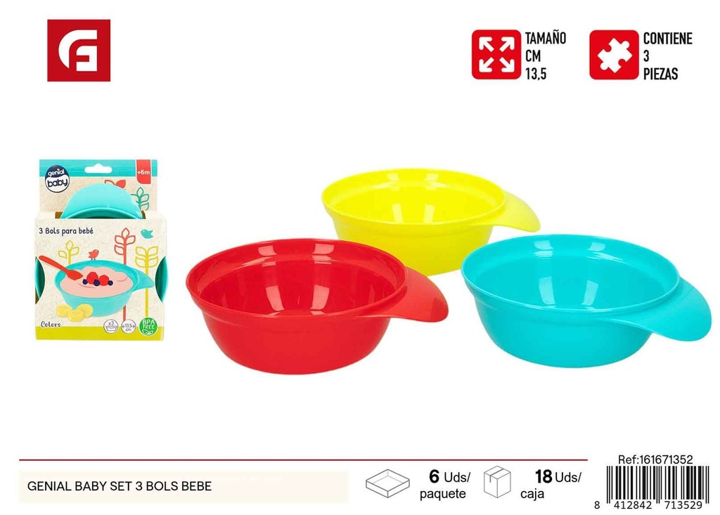 Set de 3 bols bebé Genial Baby - Accesorios de cocina para infantes