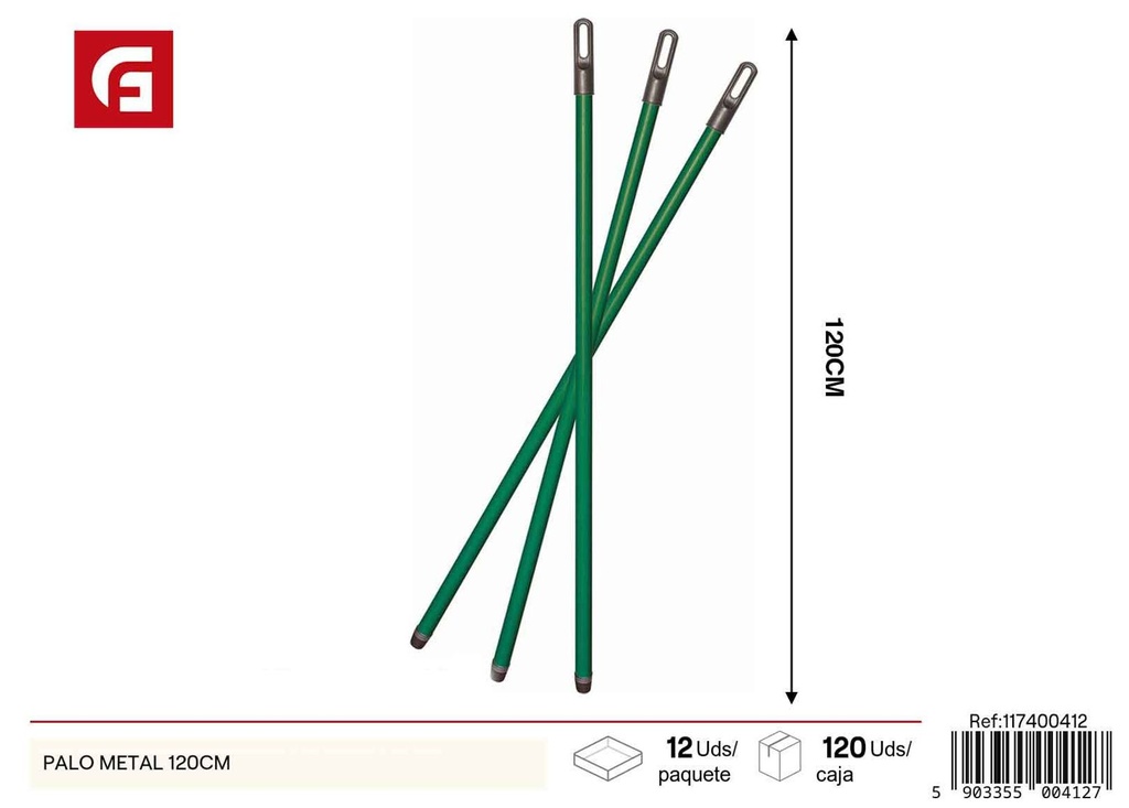 Palo de metal 120cm para fregona - Utensilios de limpieza y palos de fregona